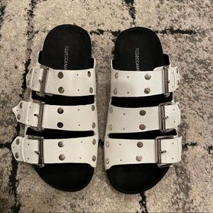 Rebecca Minkoff Vachel Studded Leather Slides Wht